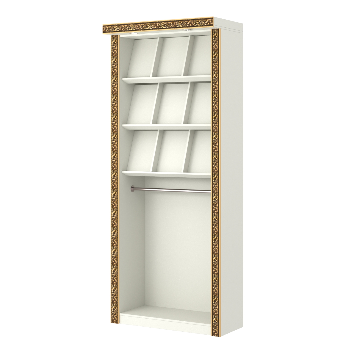 Торговый стенд для продажи рубашек с подсветкой и декором БАРОККО №СТП-Р-1 Белый