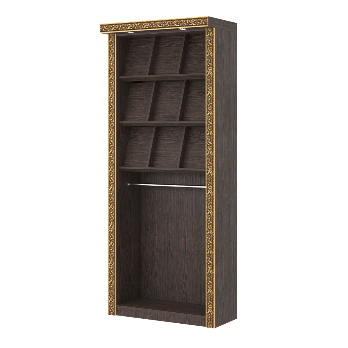 Торговый стенд для продажи рубашек с подсветкой и декором БАРОККО №СТП-Р-1 Дуб Венге