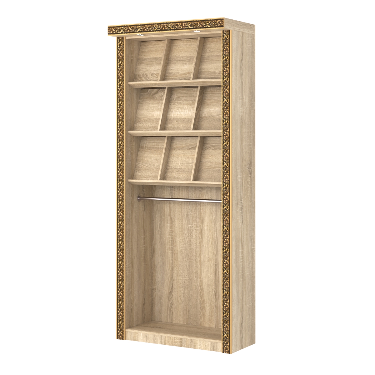 Торговый стенд для продажи рубашек с подсветкой и декором БАРОККО №СТП-Р-1 Дуб сонома