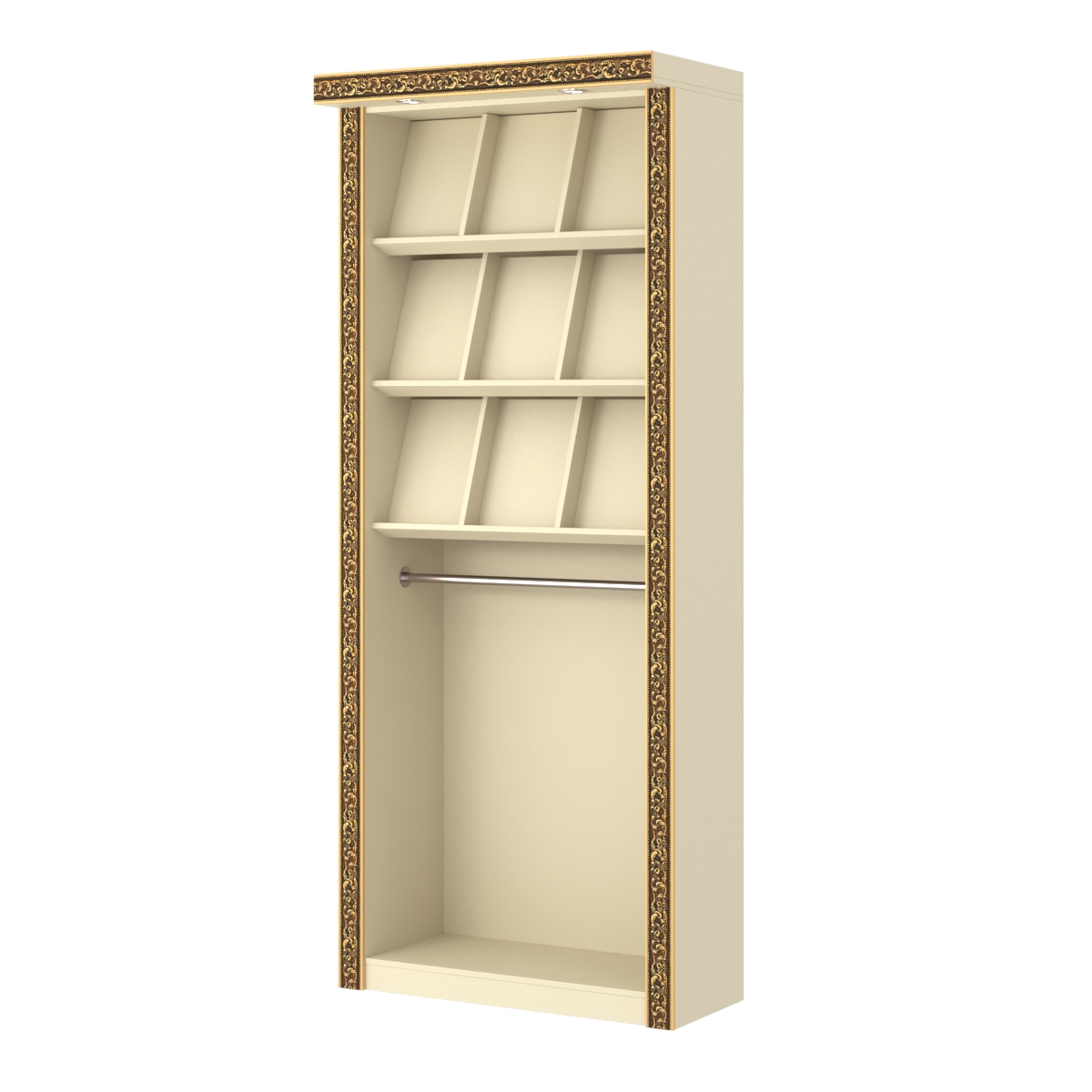 Торговый стенд для продажи рубашек с подсветкой и декором БАРОККО №СТП-Р-1 Крем Вайс