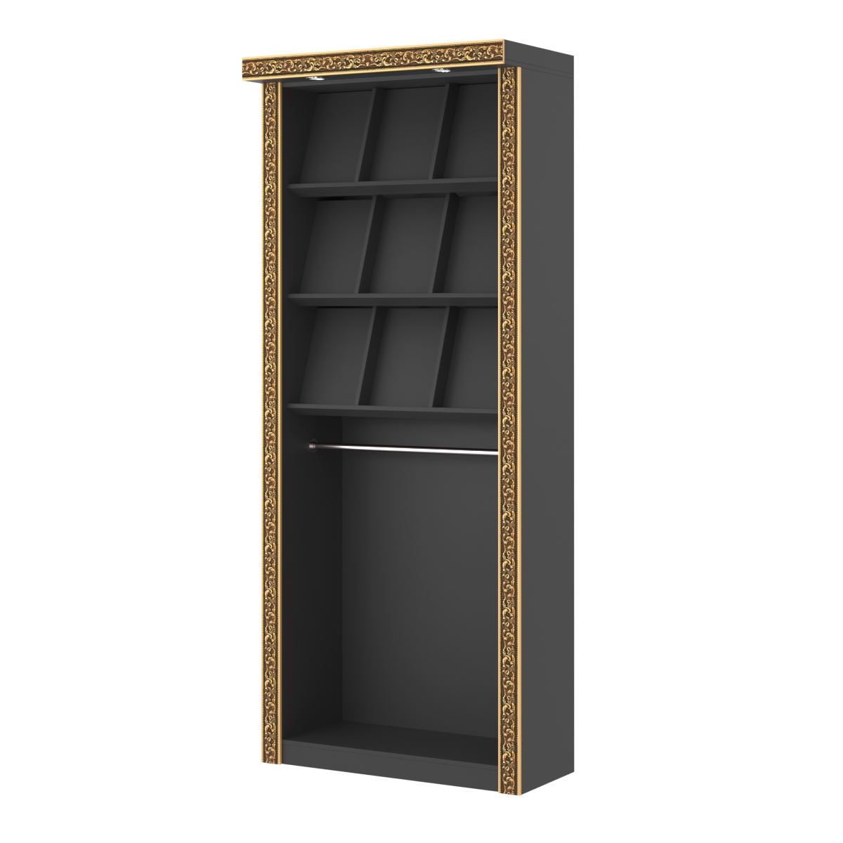 Торговый стенд для продажи рубашек с подсветкой и декором БАРОККО №СТП-Р-1 Черный