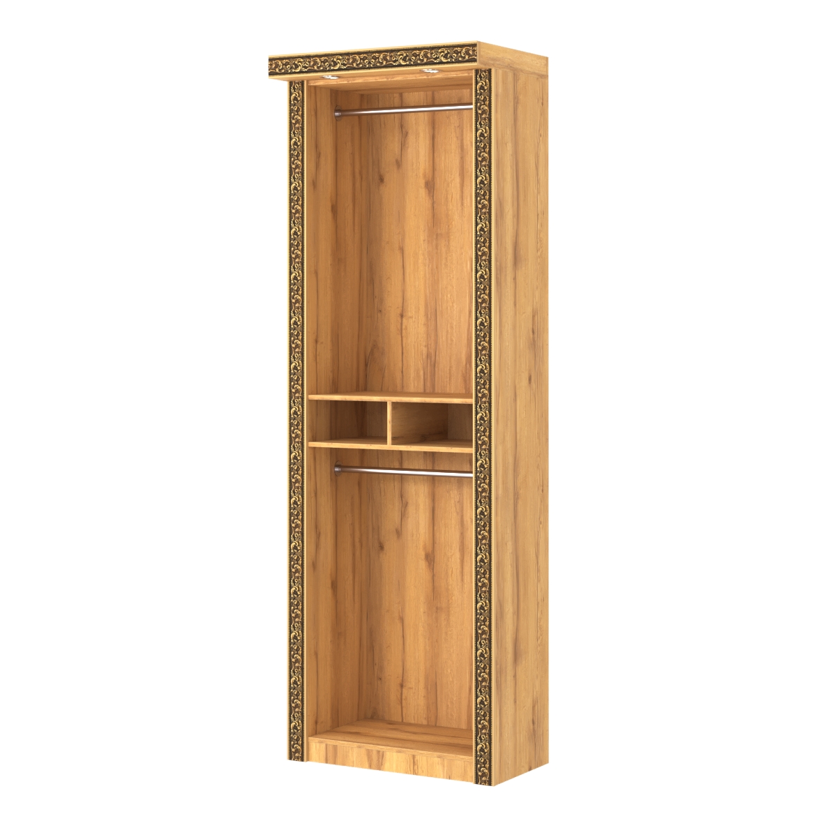 Торговый стенд для вывески рубашек с фризом и декором БАРОККО №СТП-Р-2 Дуб Золотистый