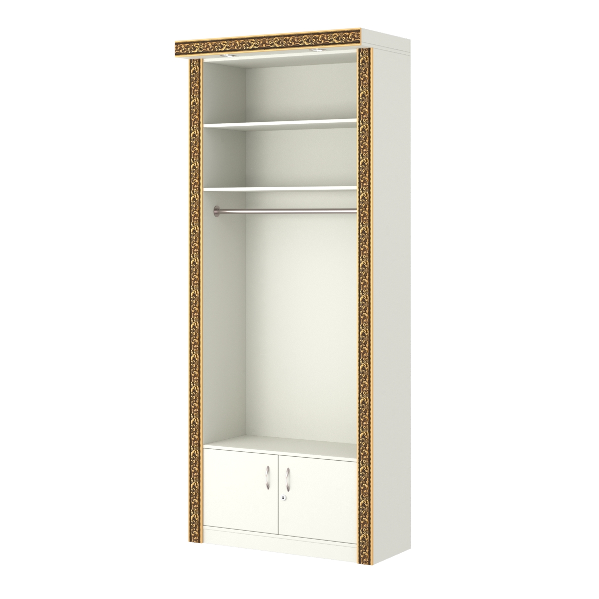 Торговый стенд для одежды с подсветкой и декором БАРОККО №СТП-П-2 Белый