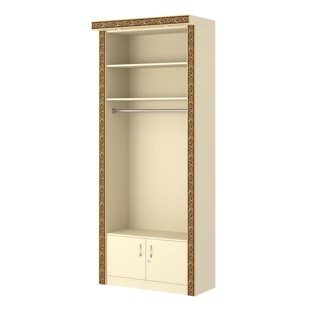 Торговый стенд для одежды с подсветкой и декором БАРОККО №СТП-П-2 Крем Вайс