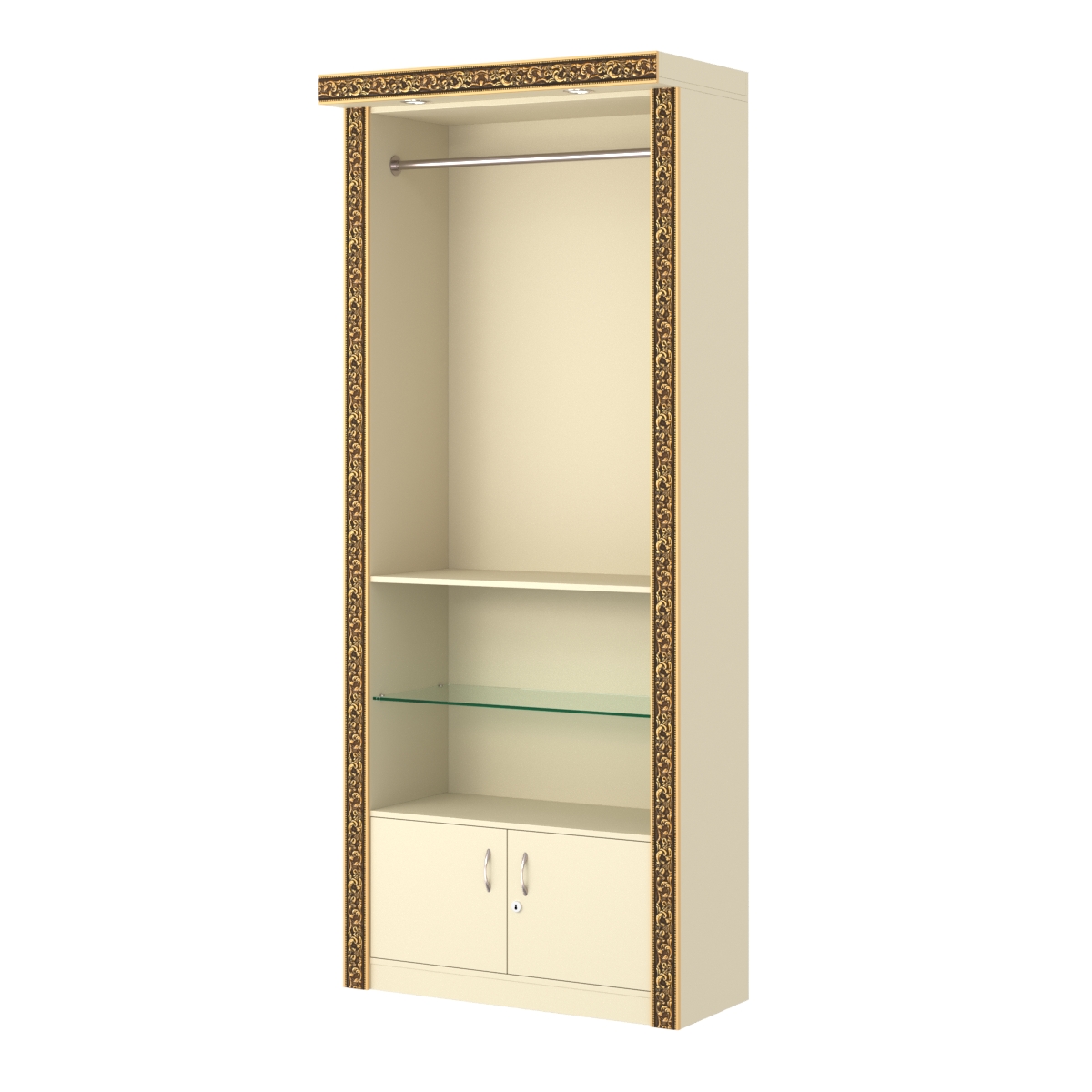 Торговый стенд для продажи одежды с подсветкой и декором БАРОККО №СТП-П-4 Крем Вайс