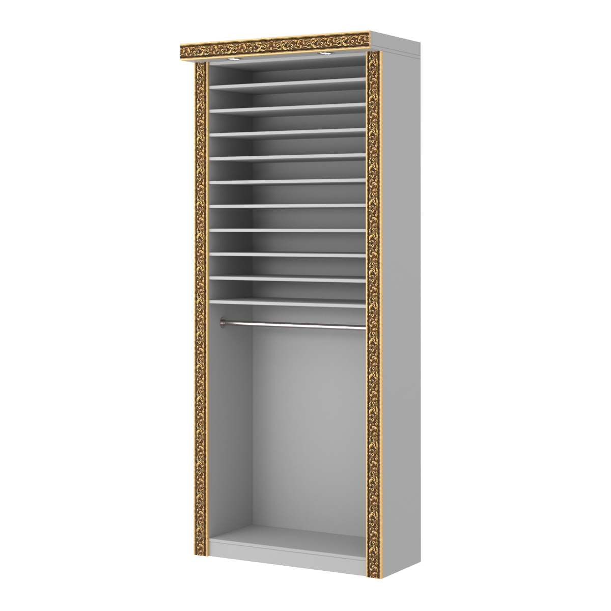 Торговый стенд для пиджаков и сорочек с подсветкой и декором БАРОККО №СТП-С-2 Серый