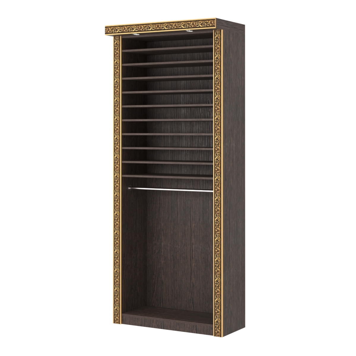 Торговый стенд для пиджаков и сорочек с подсветкой и декором БАРОККО №СТП-С-2 Дуб Венге