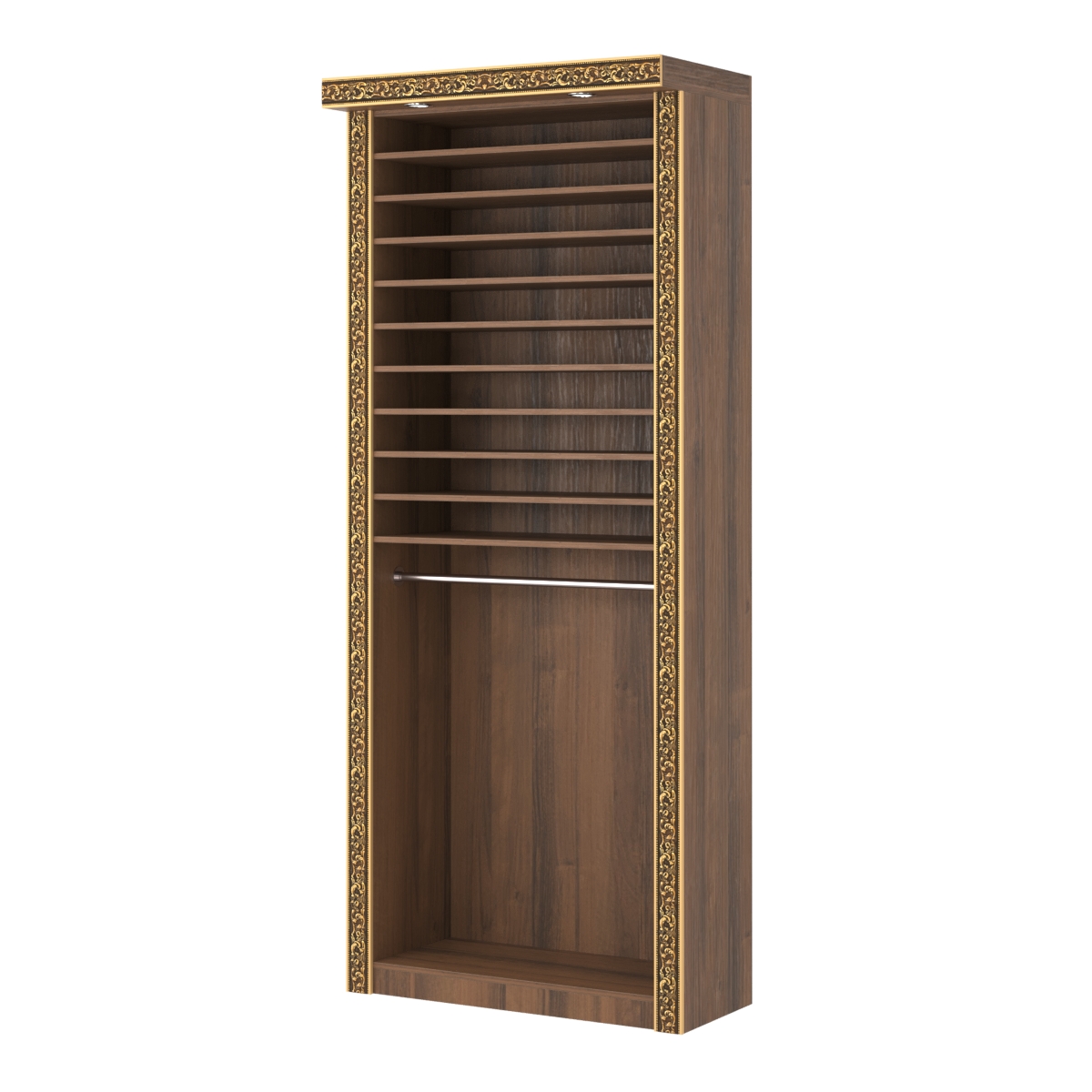 Торговый стенд для пиджаков и сорочек с подсветкой и декором БАРОККО №СТП-С-2 Орех