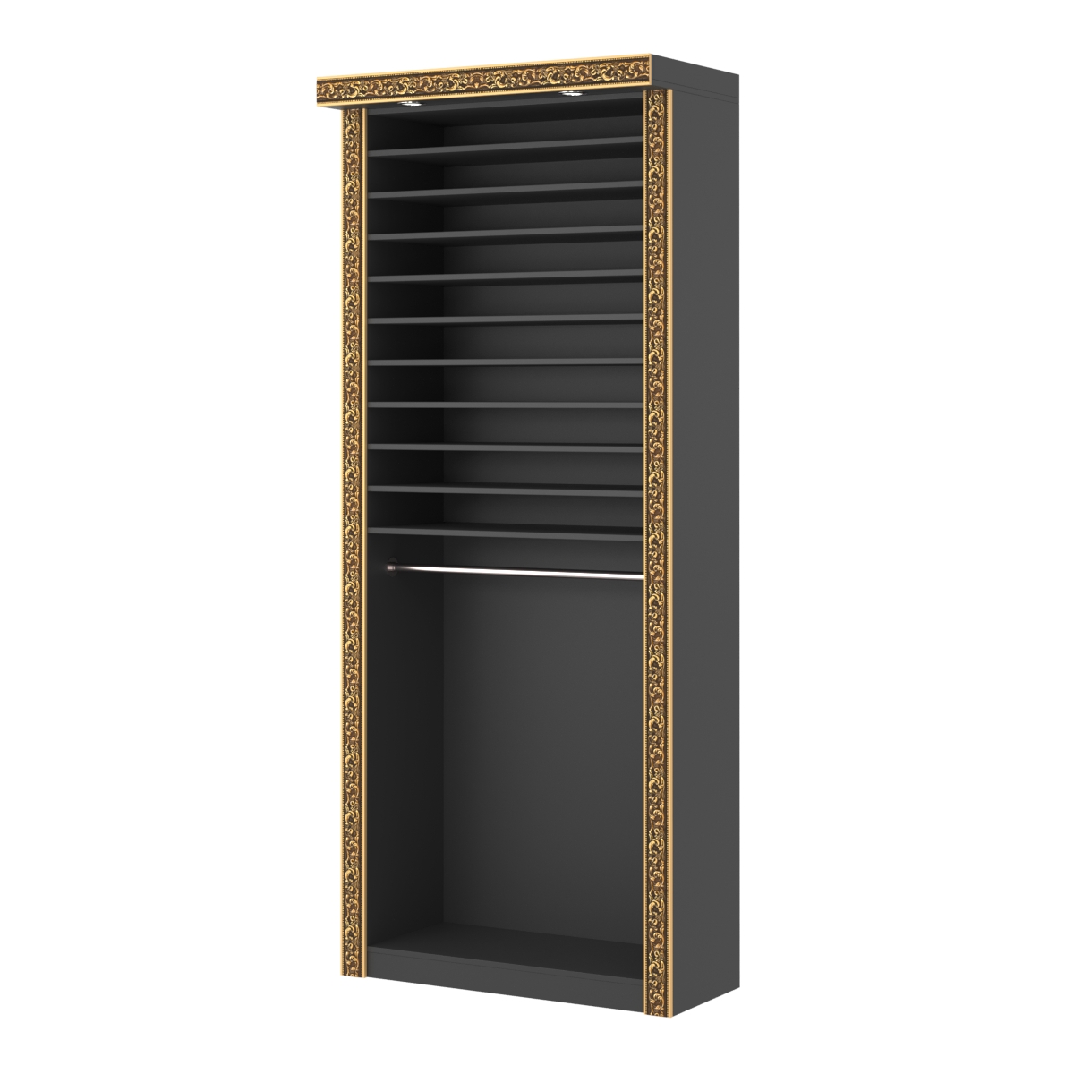 Торговый стенд для пиджаков и сорочек с подсветкой и декором БАРОККО №СТП-С-2 Черный