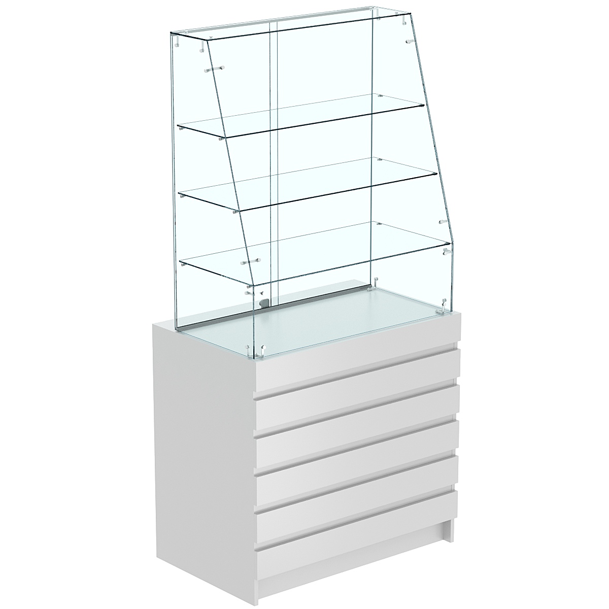 Торговый прилавок с наклонным фасадом и фасадными панелями №1Э-15 Серый