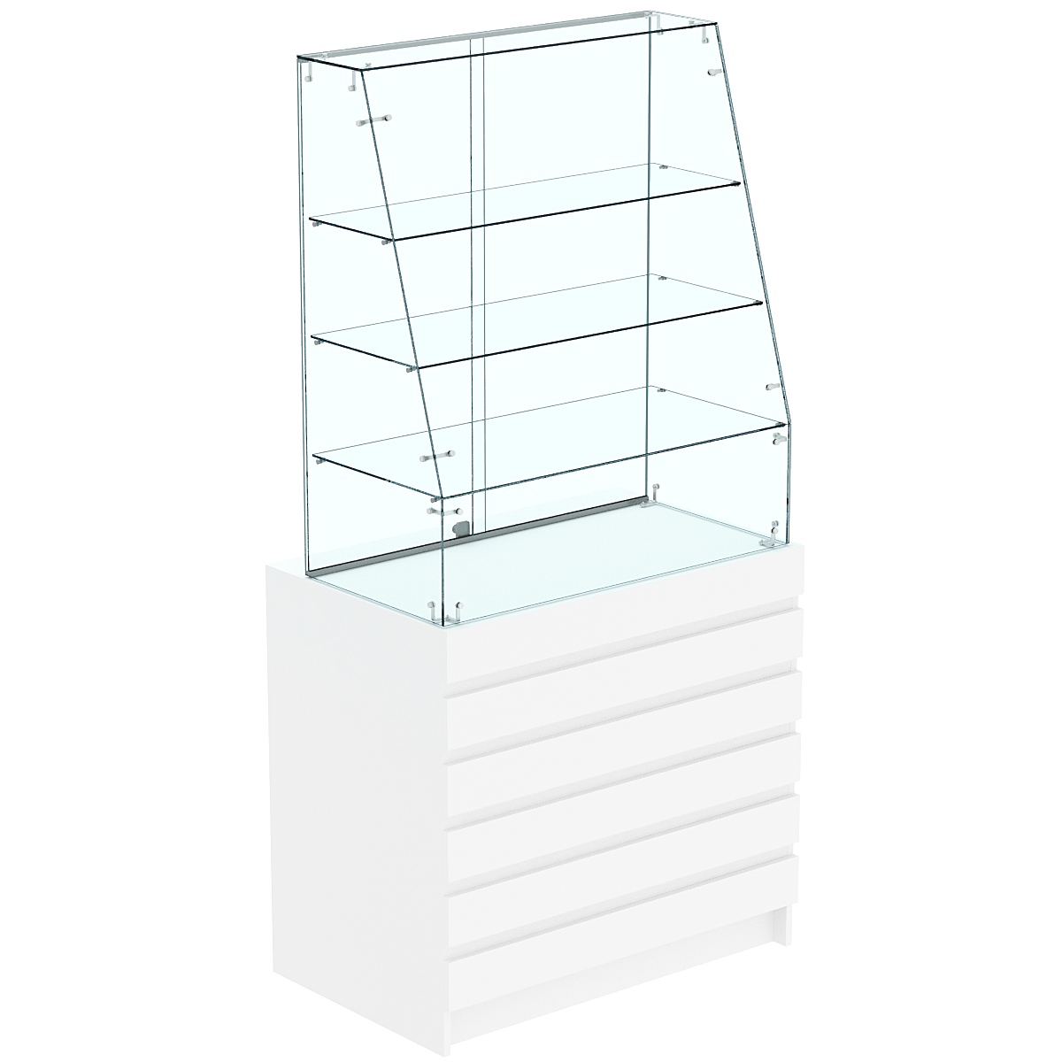 Торговый прилавок с наклонным фасадом и фасадными панелями №1Э-15 Белый