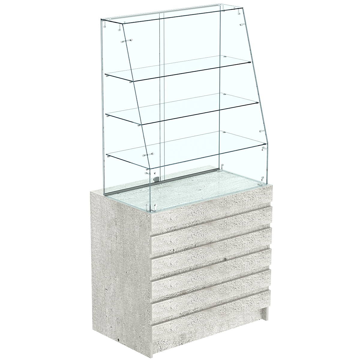 Торговый прилавок с наклонным фасадом и фасадными панелями №1Э-15 Метрополитан Грей