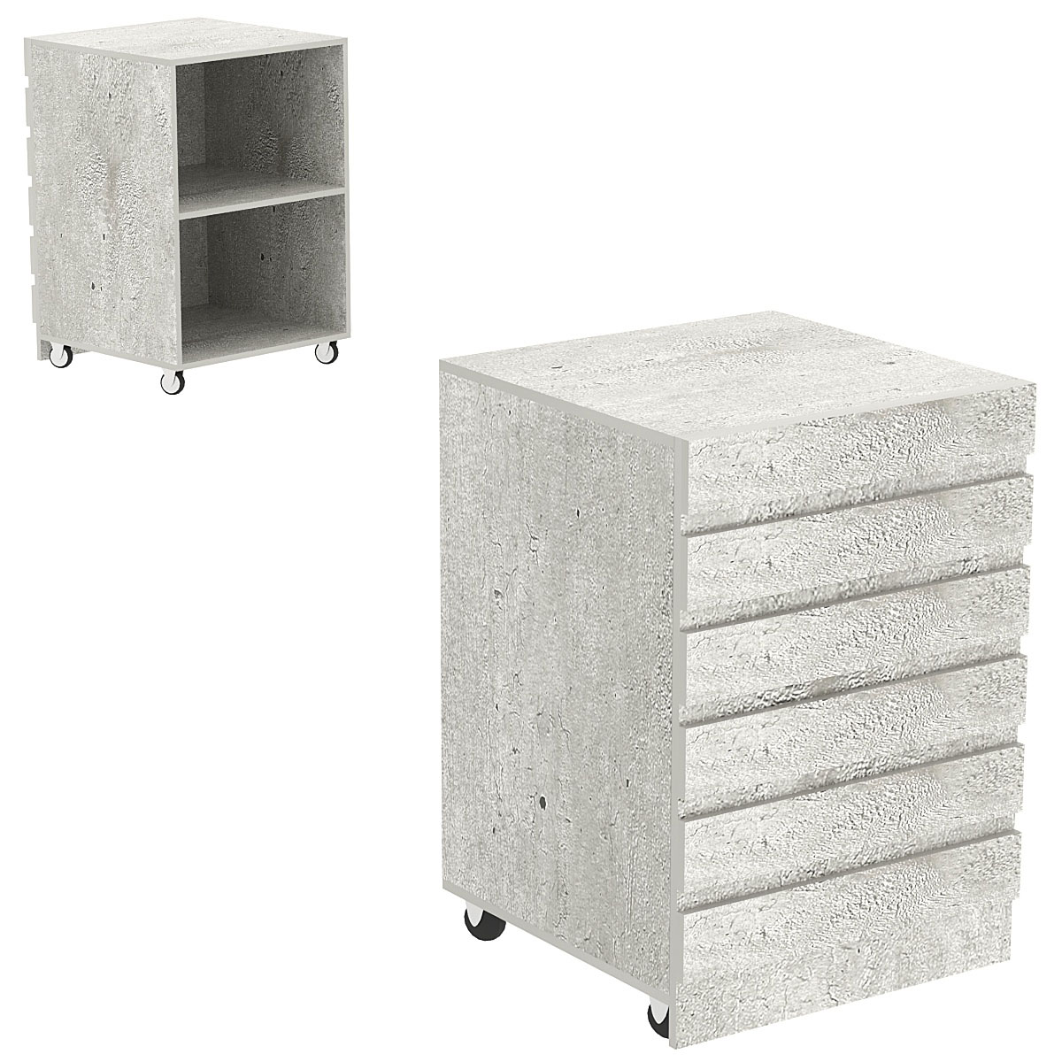 Торговый прилавок узкий на колесах с фасадными панелями №13Э Метрополитан Грей