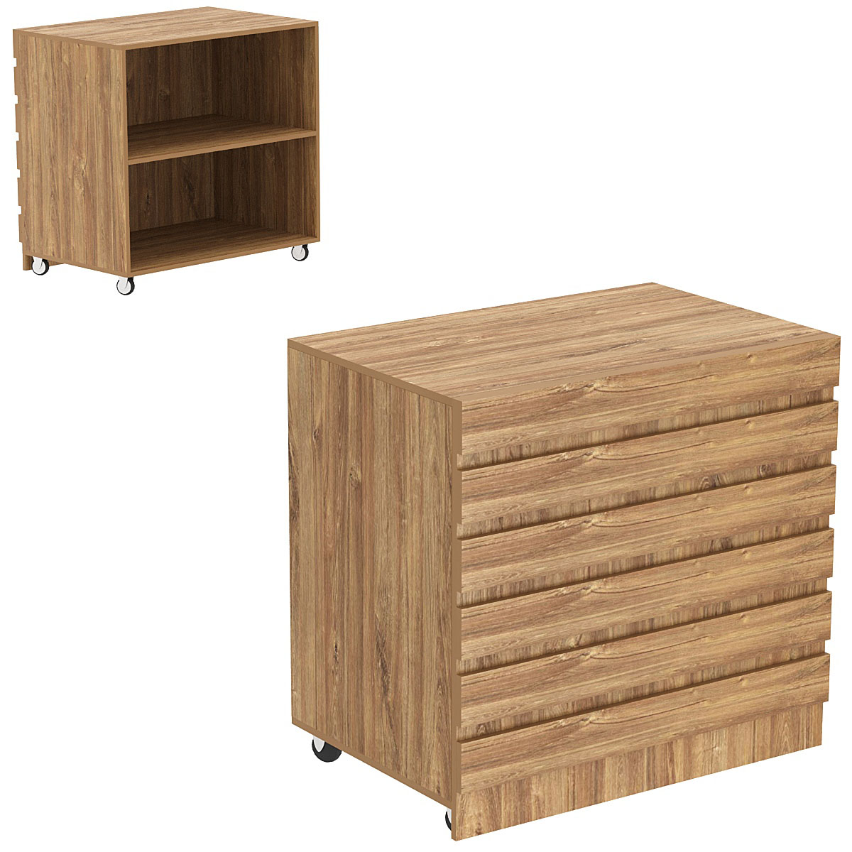 Торговый прилавок широкий выкатной с фасадными панелями №16Э Дуб канзас коричневый Н1113 ST10