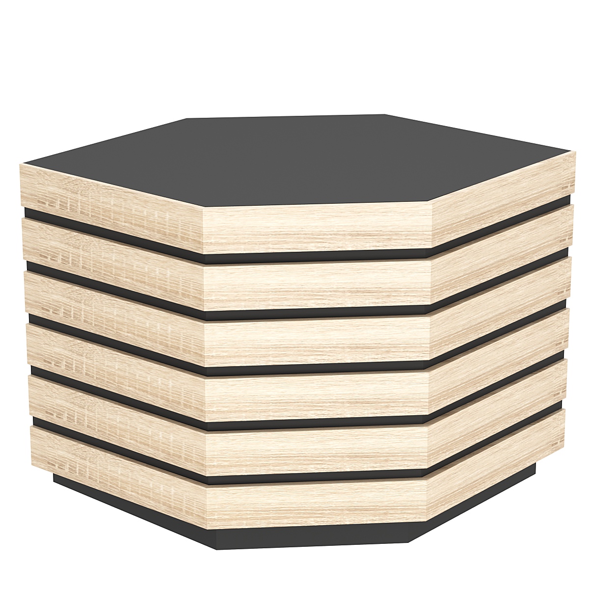 Торговый прилавок шестигранный с фасадными панелями №14Э Черный + Дуб Сонома