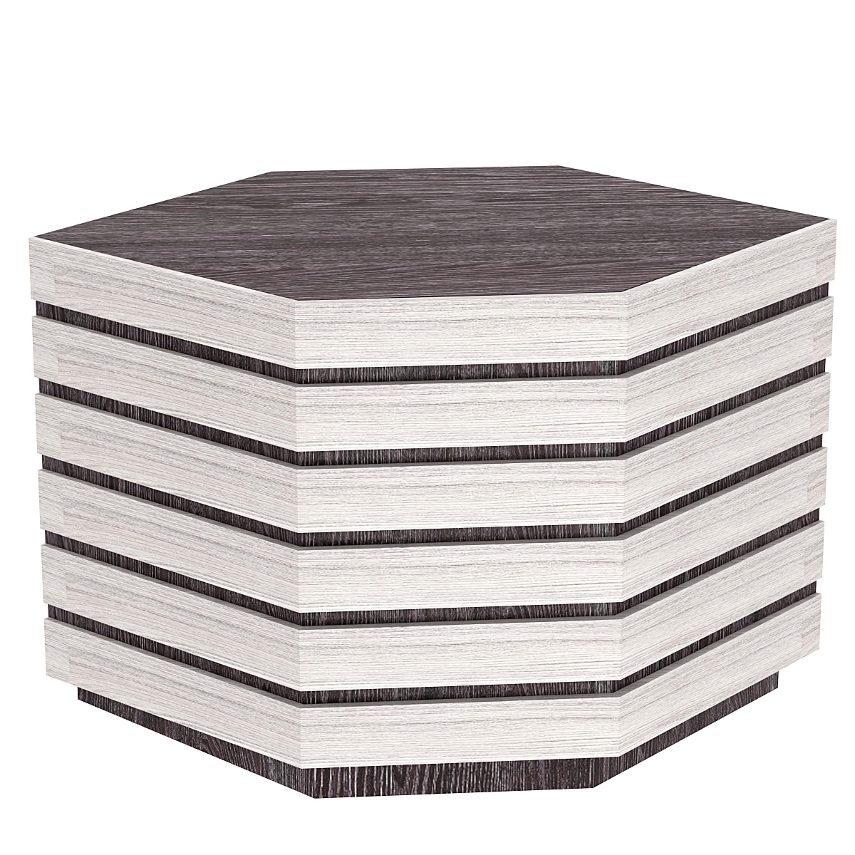 Торговый прилавок шестигранный с фасадными панелями №14Э Ясень Анкор темный + Ясень Анкор светлый