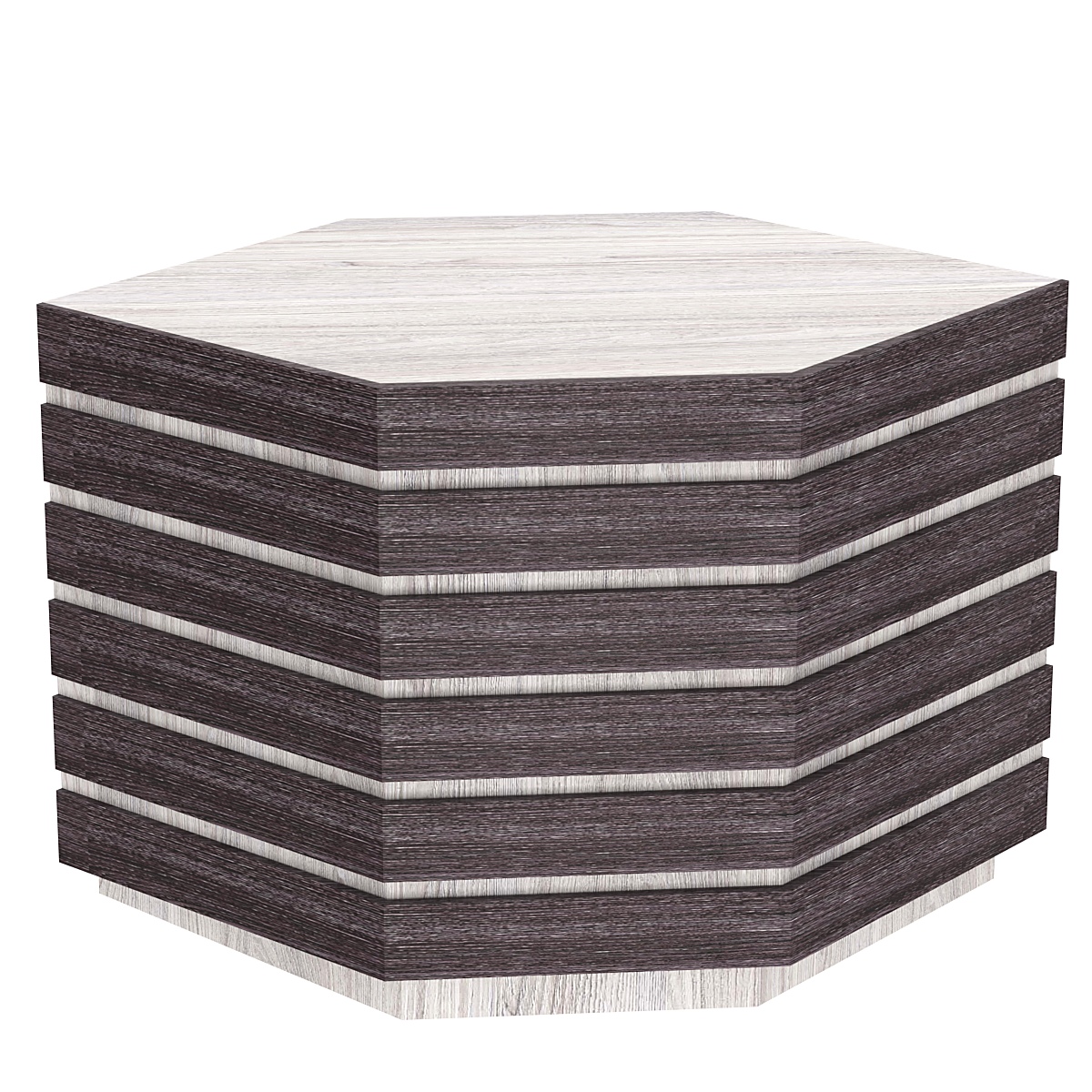 Торговый прилавок шестигранный с фасадными панелями №14Э Ясень Анкор светлый + Ясень Анкор темный