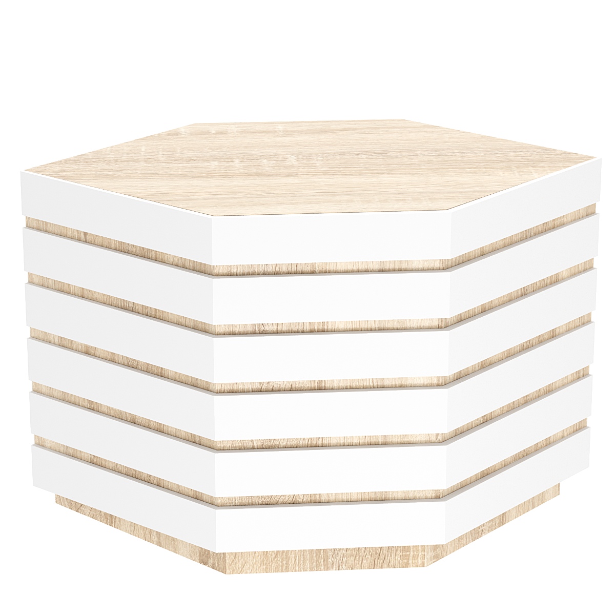 Торговый прилавок шестигранный с фасадными панелями №14Э Дуб Сонома + Белый