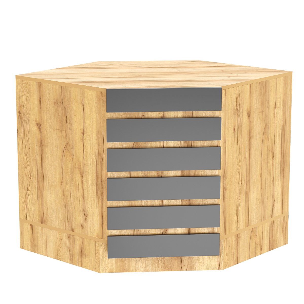 Торговый стол-прилавок внутренний с фасадными панелями №15Э Дуб Золотистый и Темно-Серый