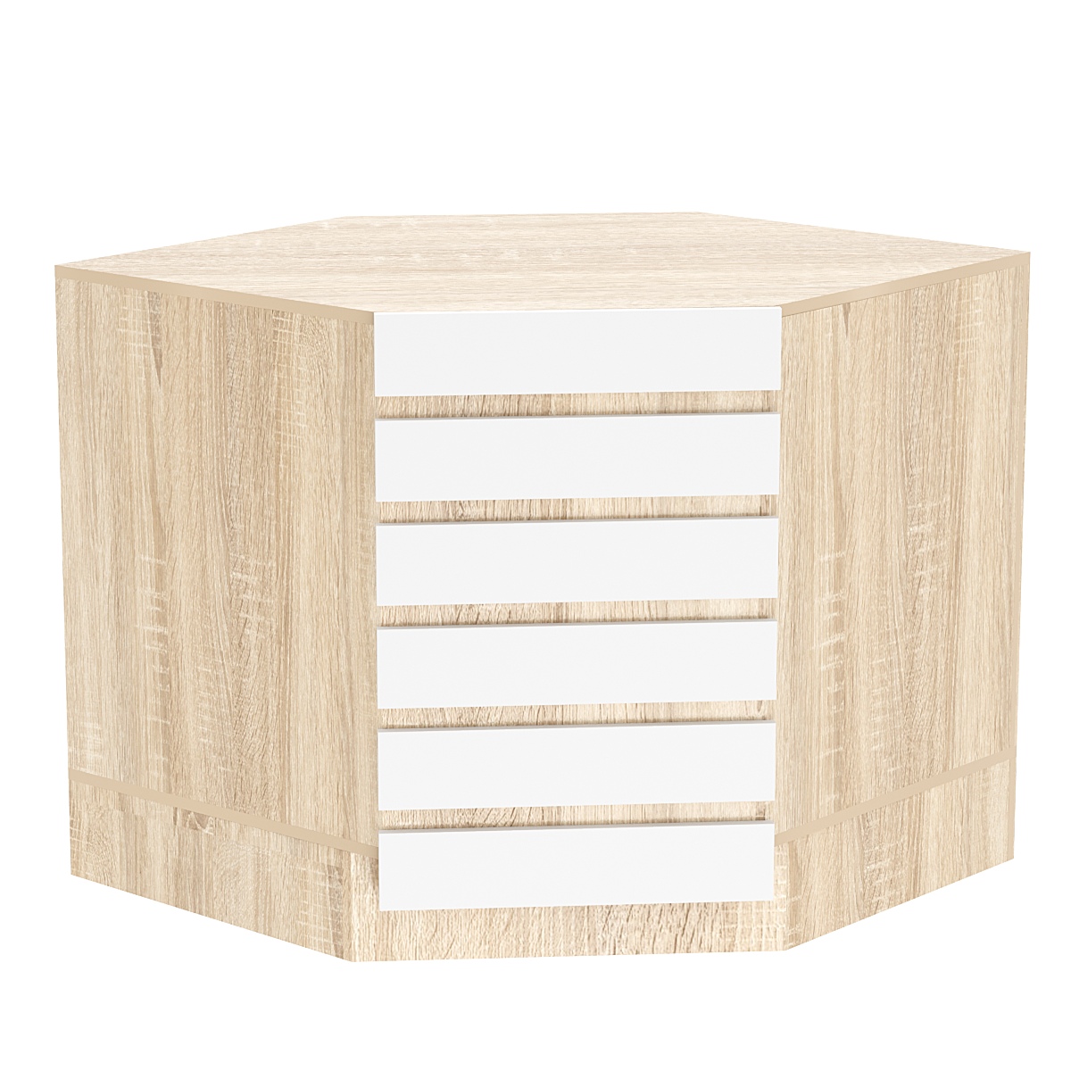 Торговый стол-прилавок внутренний с фасадными панелями №15Э Дуб Сонома + Белый