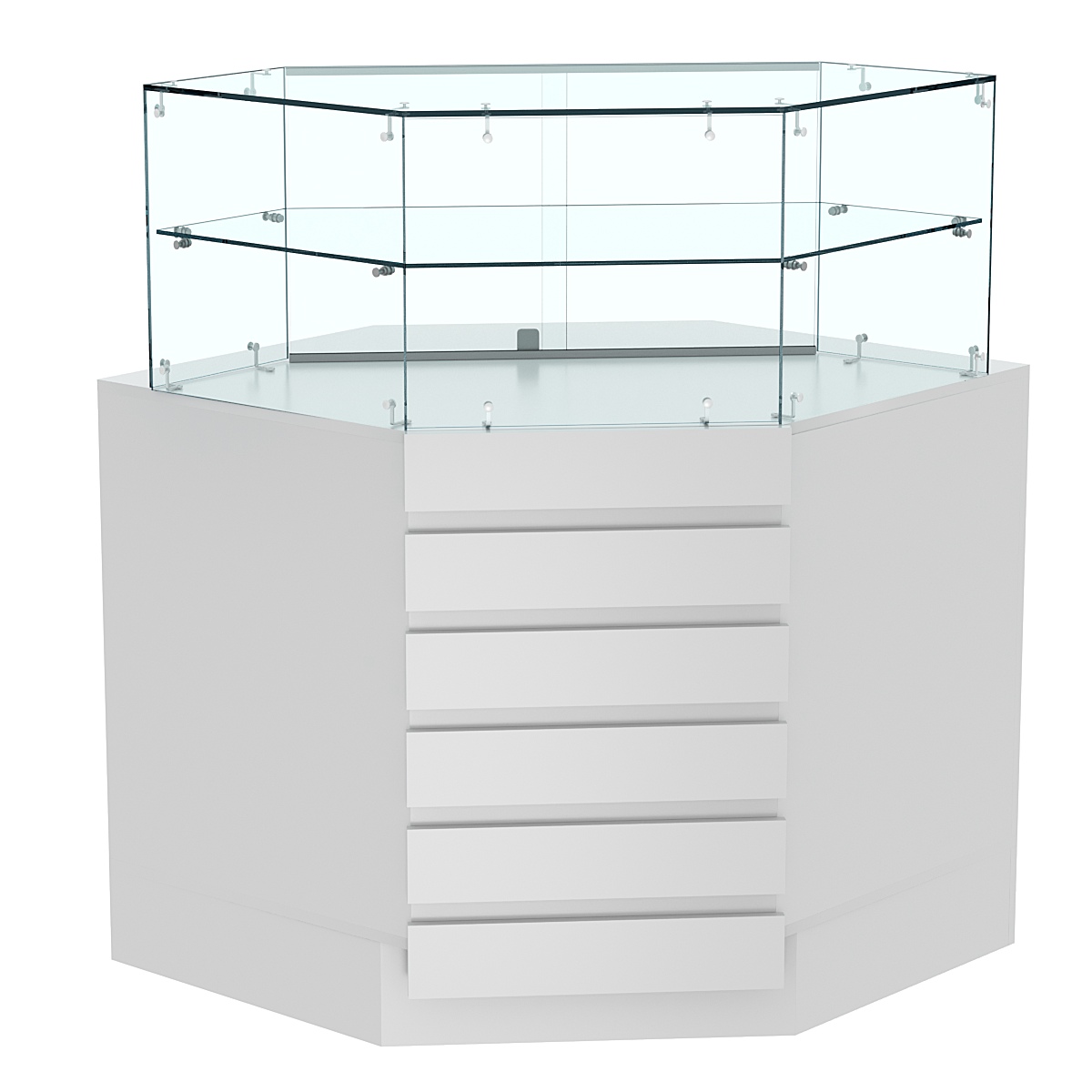 Торговый прилавок внутреннего угла с фасадными панелями №15Э-01 Серый