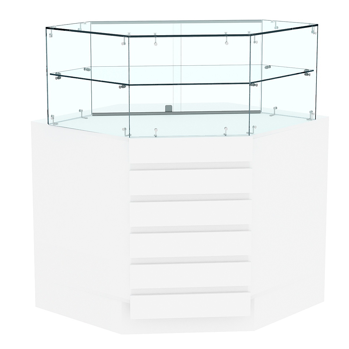 Торговый прилавок внутреннего угла с фасадными панелями №15Э-01 Белый