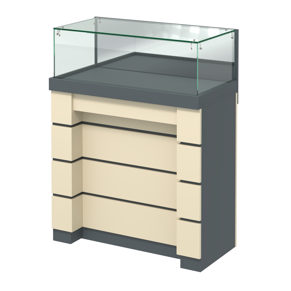 Торговый прилавок с утопленным фасадом широкий №УФ-1-900 Темно-серый и Крем Вайс U2601-U2236