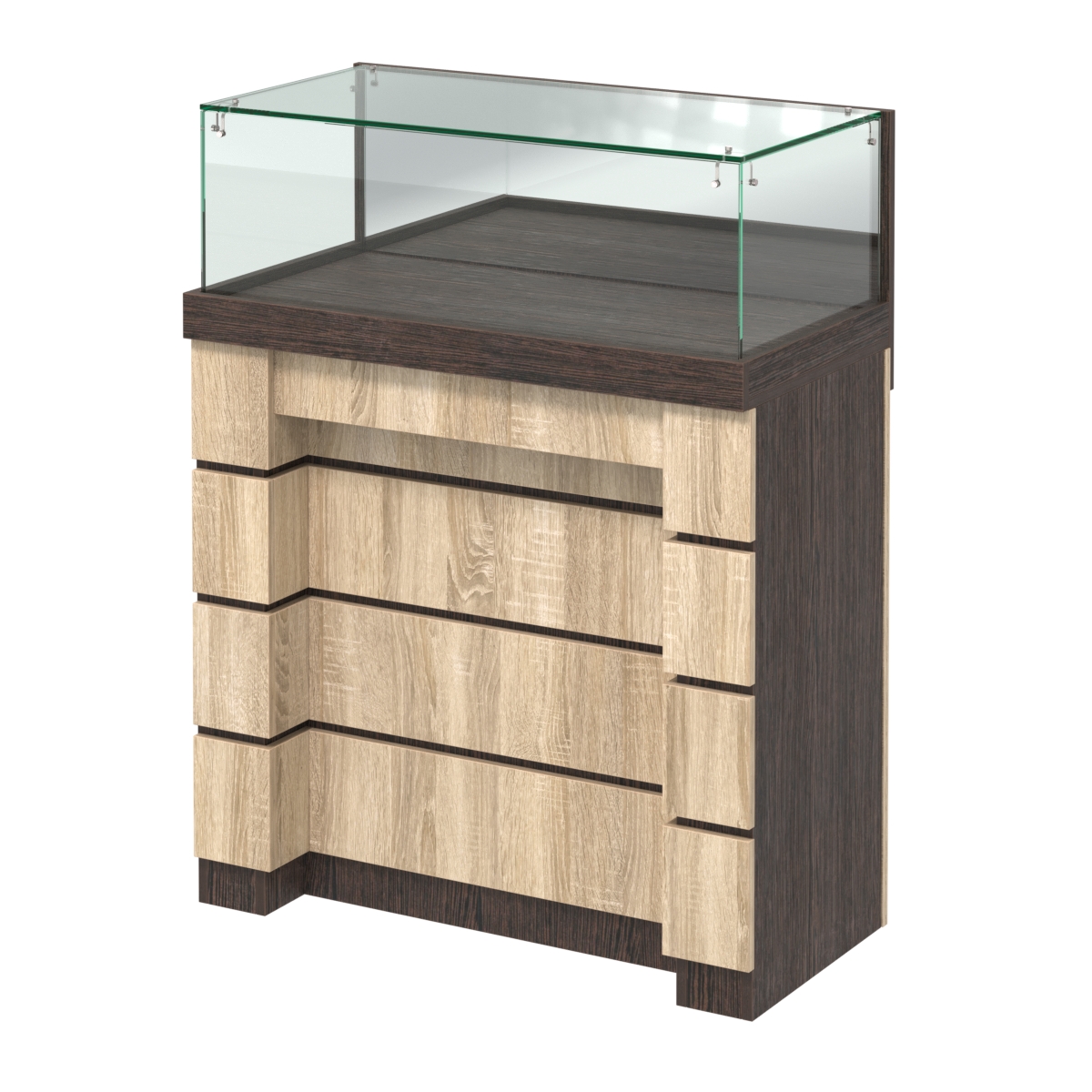 Торговый прилавок с утопленным фасадом широкий №УФ-1-900 Дуб Венге + Дуб Сонома