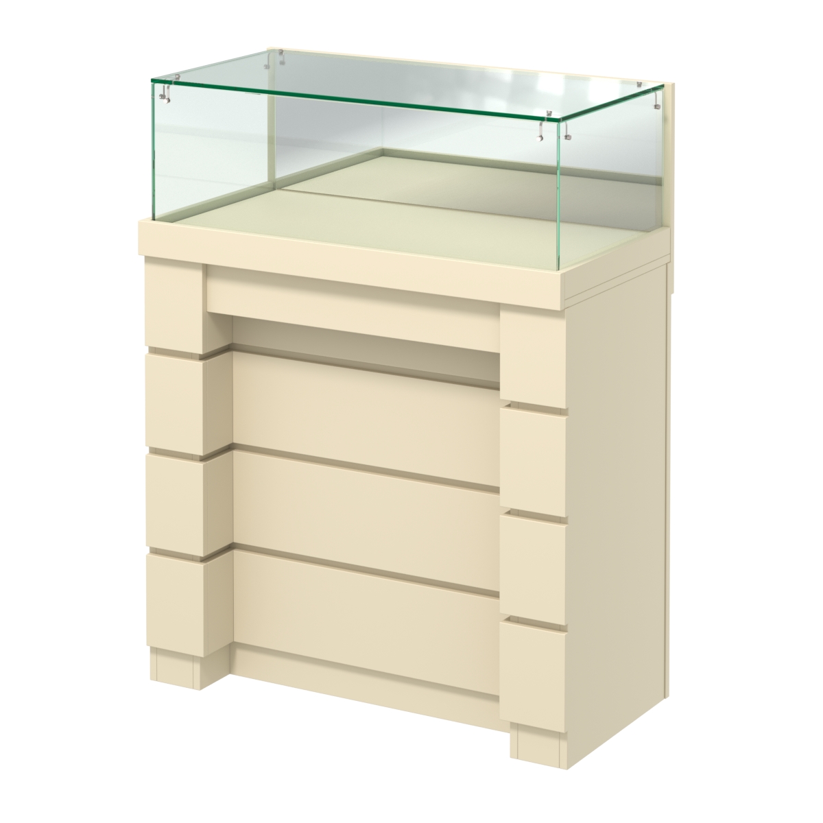 Торговый прилавок с утопленным фасадом прямоугольный №УФ-2-900 Крем Вайс