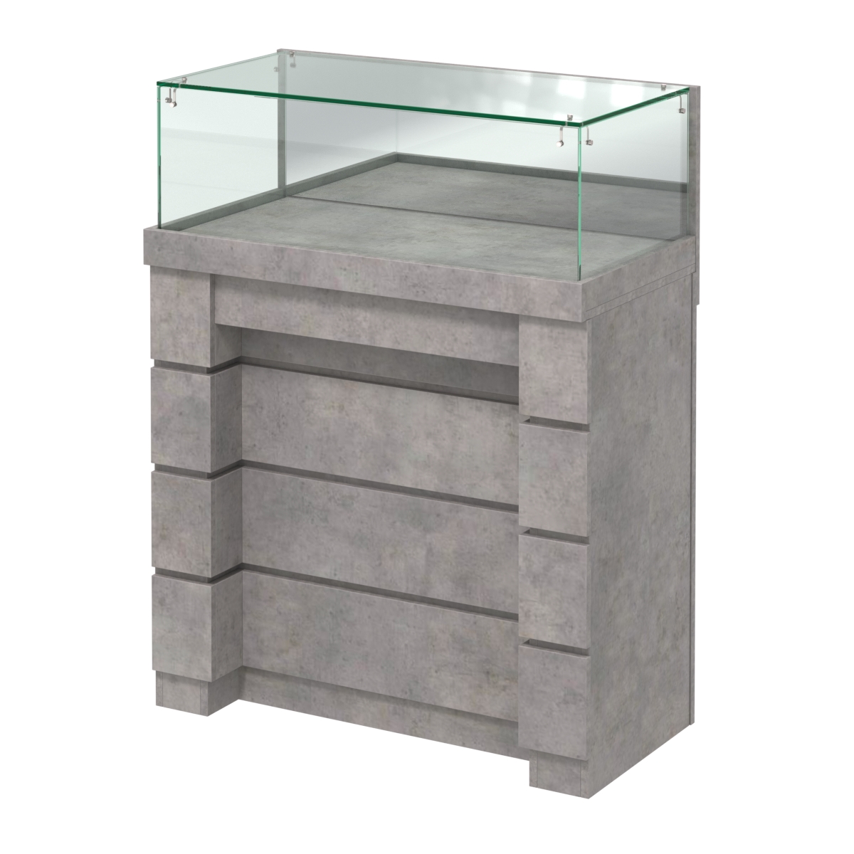 Торговый прилавок с утопленным фасадом прямоугольный №УФ-2-900 Бетон Чикаго светло-серый F186 ST9