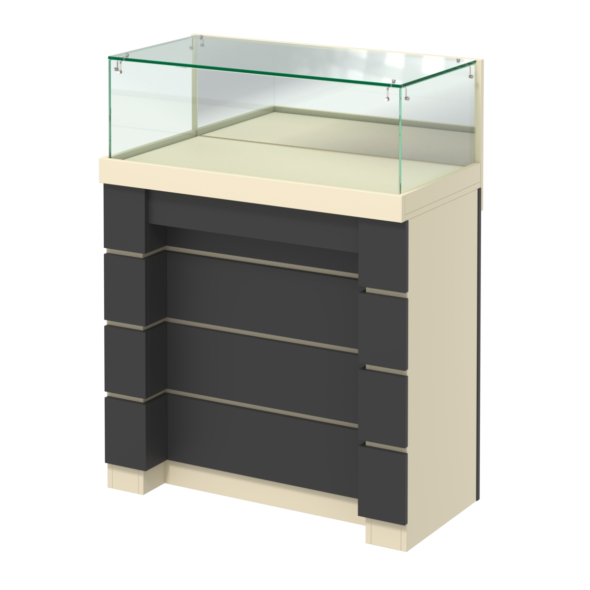 Торговый прилавок с утопленным фасадом прямоугольный №УФ-2-900 Крем Вайс + Черный