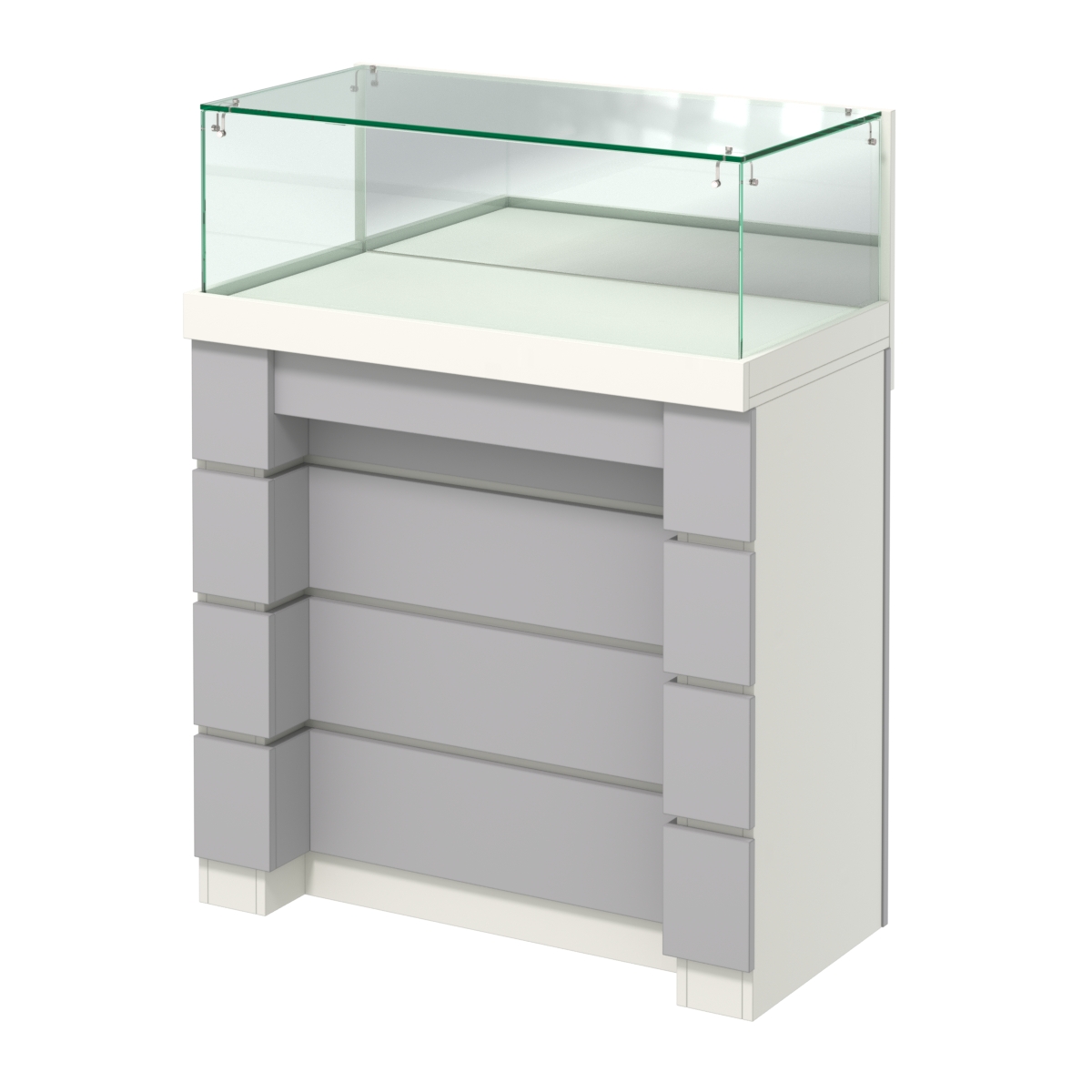 Торговый прилавок с утопленным фасадом прямоугольный №УФ-2-900 Белый + Серый