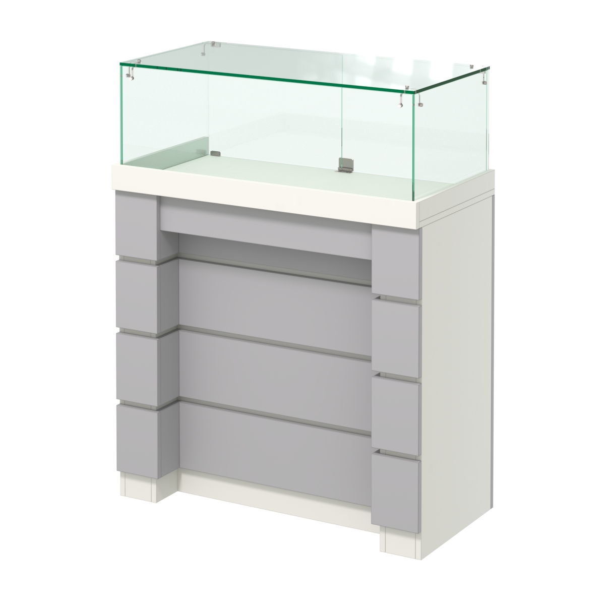 Торговый прилавок с утопленным фасадом и распашными дверками №УФ-3-900 Белый + Серый