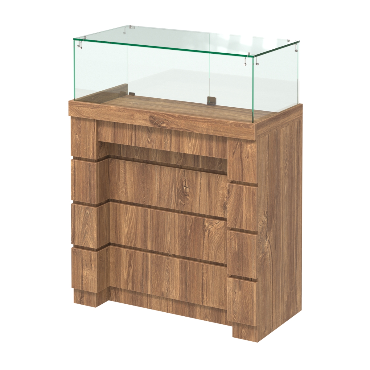 Торговый прилавок с утопленным фасадом и распашными дверками №УФ-3-900 Дуб Канзас коричневый