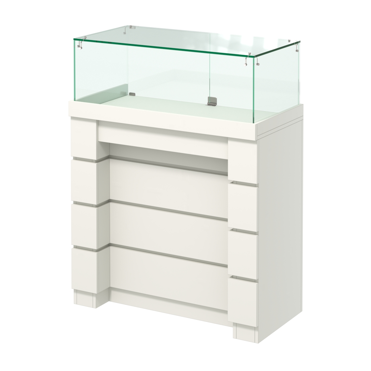 Торговый прилавок с утопленным фасадом и широкими ящиками №УФ-4-900 Белый