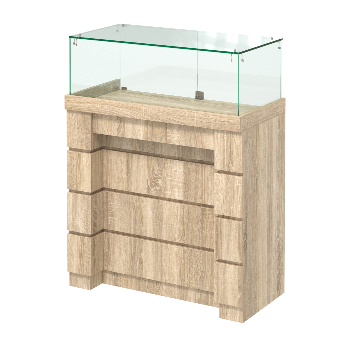 Торговый прилавок с утопленным фасадом и широкими ящиками №УФ-4-900 Дуб сонома