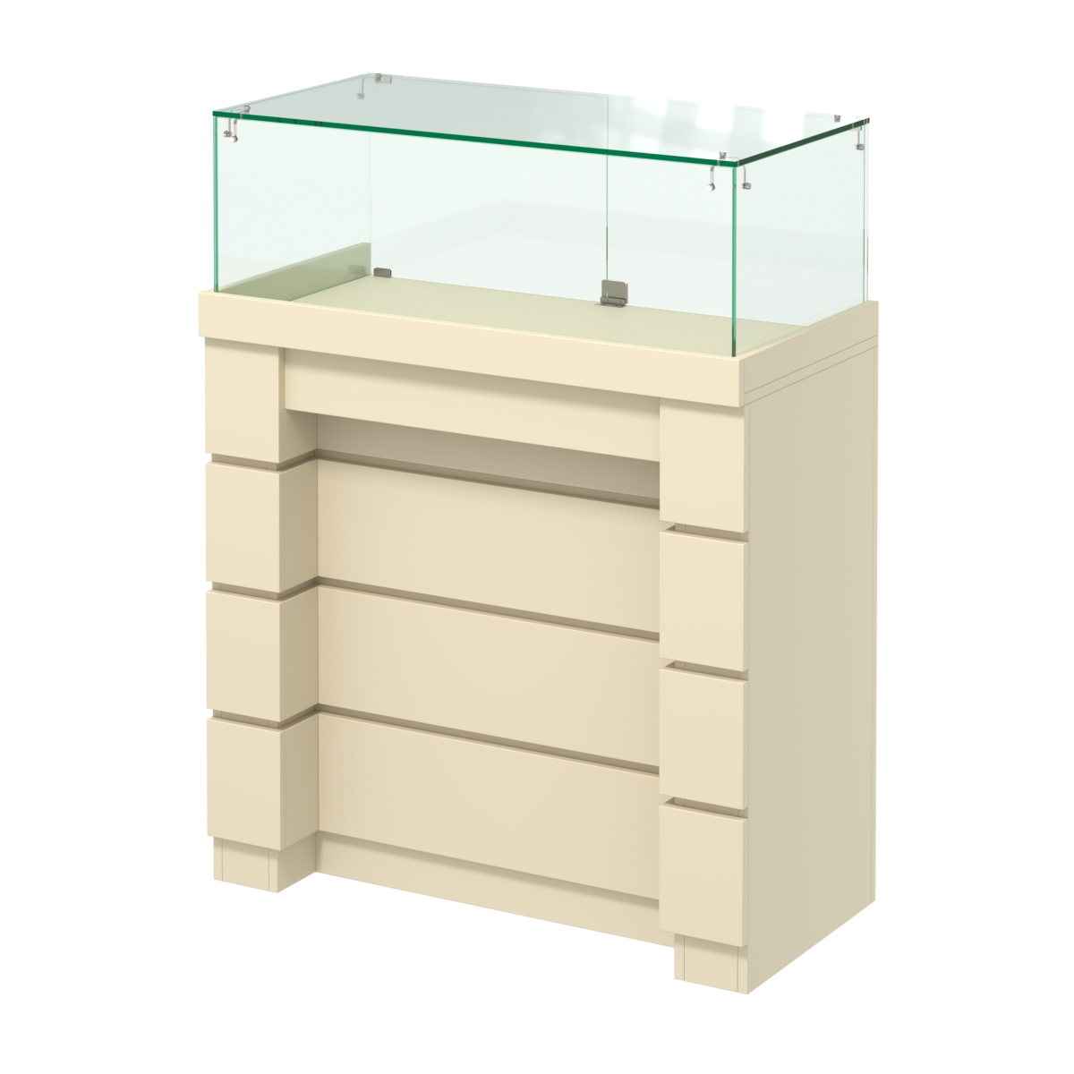 Торговый прилавок с утопленным фасадом и широкими ящиками №УФ-4-900 Крем Вайс