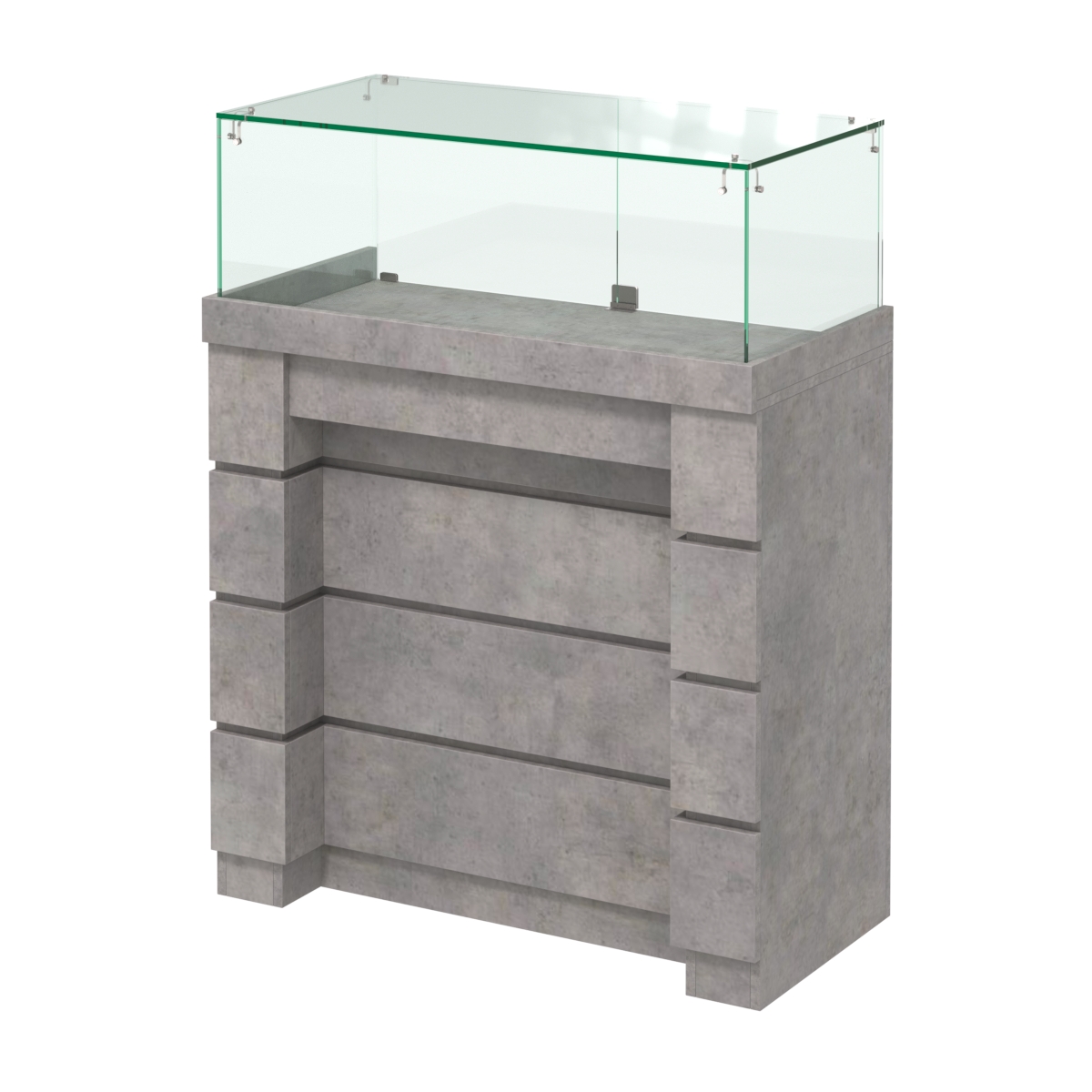 Торговый прилавок с утопленным фасадом и широкими ящиками №УФ-4-900 Бетон Чикаго светло-серый F186 ST9