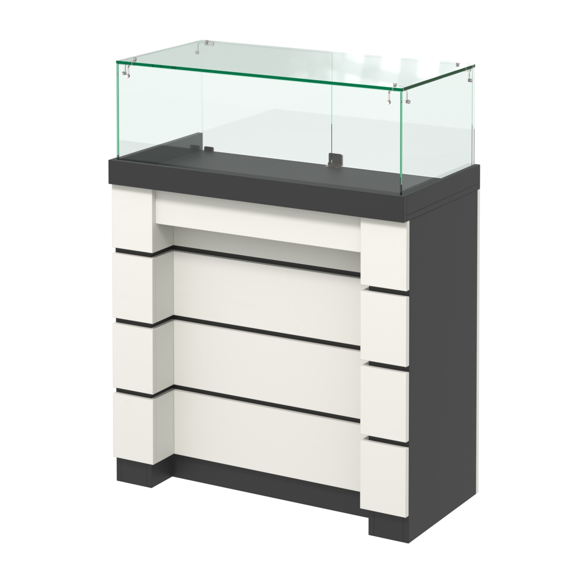 Торговый прилавок с утопленным фасадом и широкими ящиками №УФ-4-900 Черный и Белый