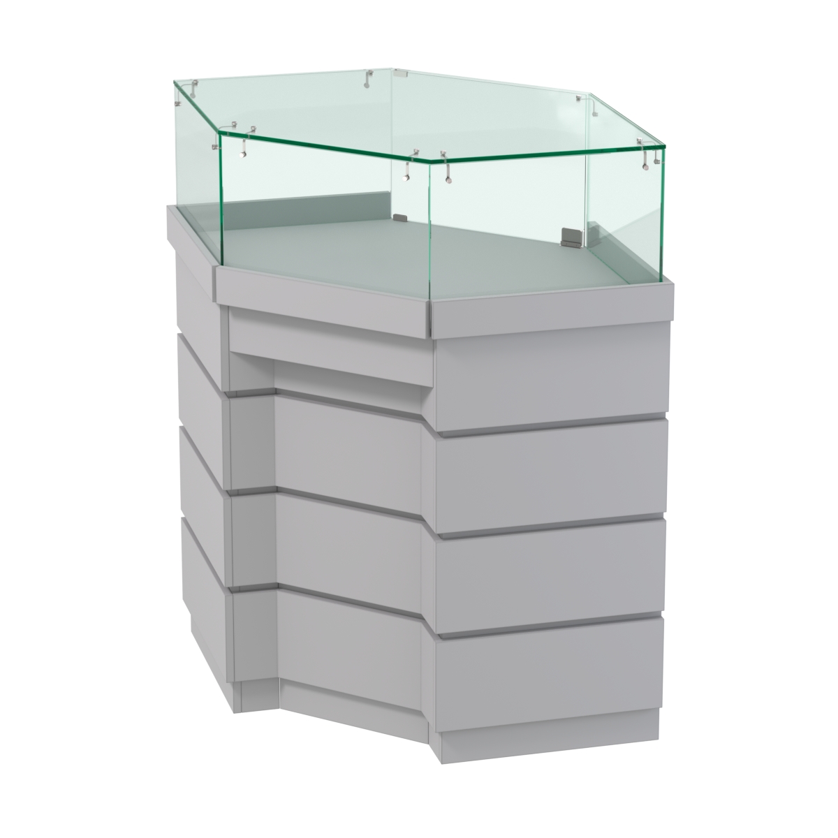 Торговый прилавок угловой внешний с утопленным фасадом №УФ-5 Серый