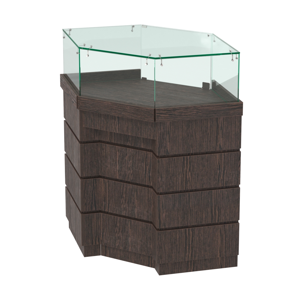 Торговый прилавок угловой внешний с утопленным фасадом №УФ-5 Дуб Венге