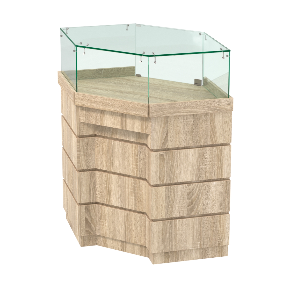 Торговый прилавок угловой внешний с утопленным фасадом №УФ-5 Дуб сонома