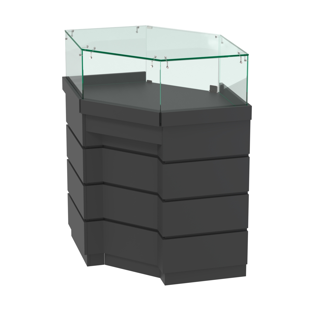 Торговый прилавок угловой внешний с утопленным фасадом №УФ-5 Черный