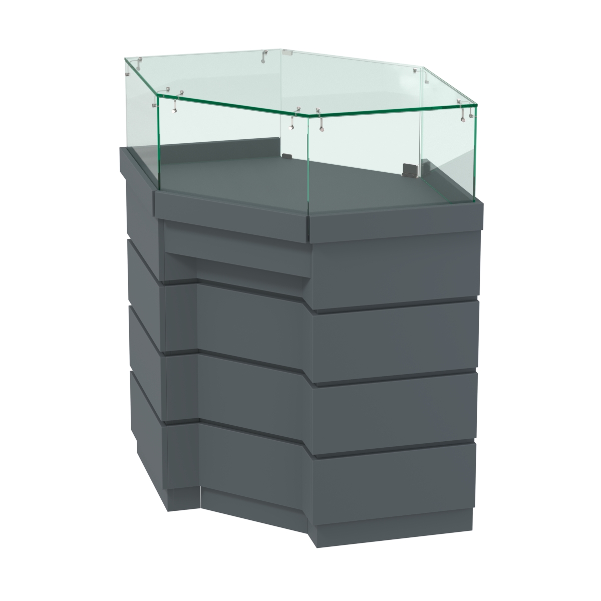 Торговый прилавок угловой внешний с утопленным фасадом №УФ-5 Темно-Серый