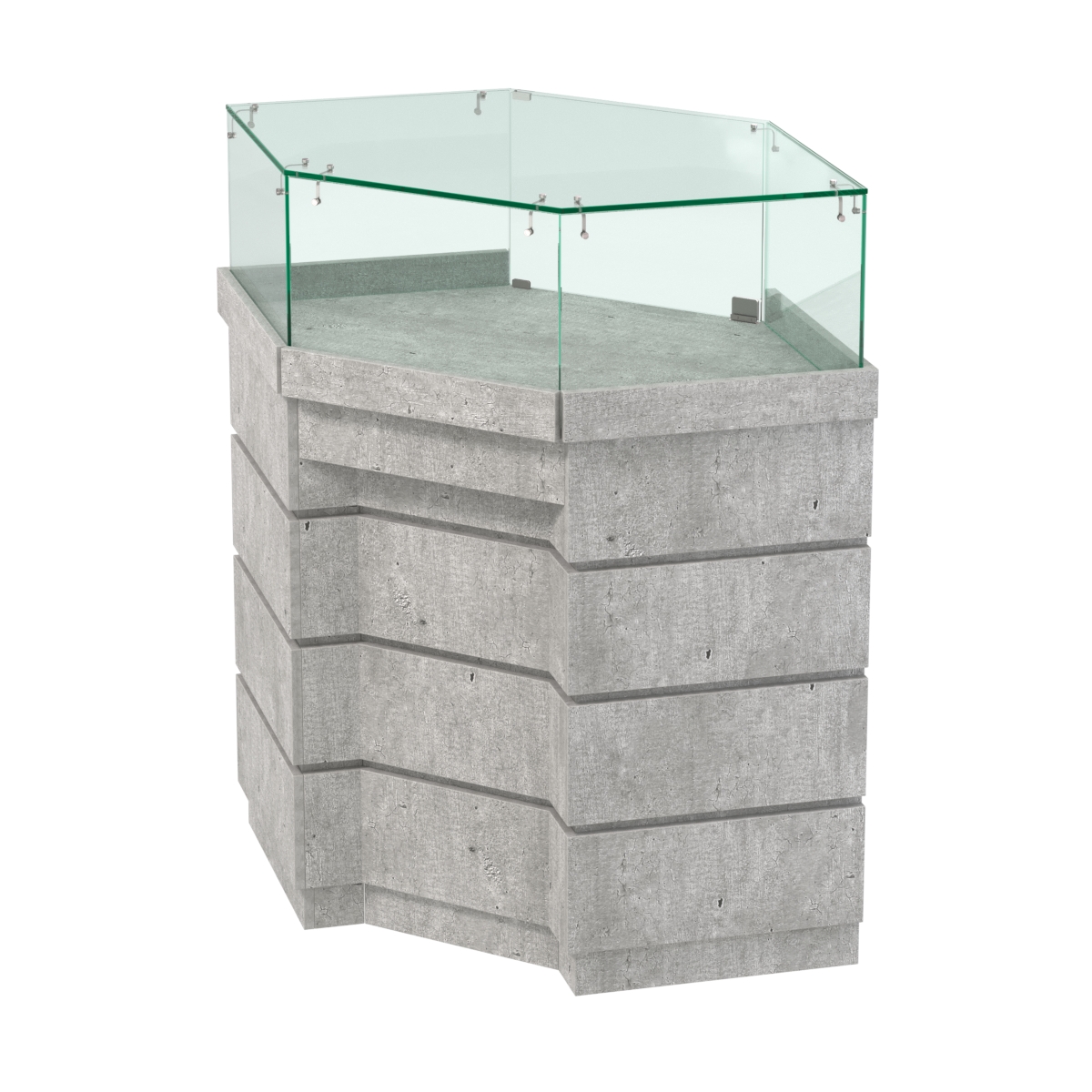 Торговый прилавок угловой внешний с утопленным фасадом №УФ-5 Метрополитан Грей