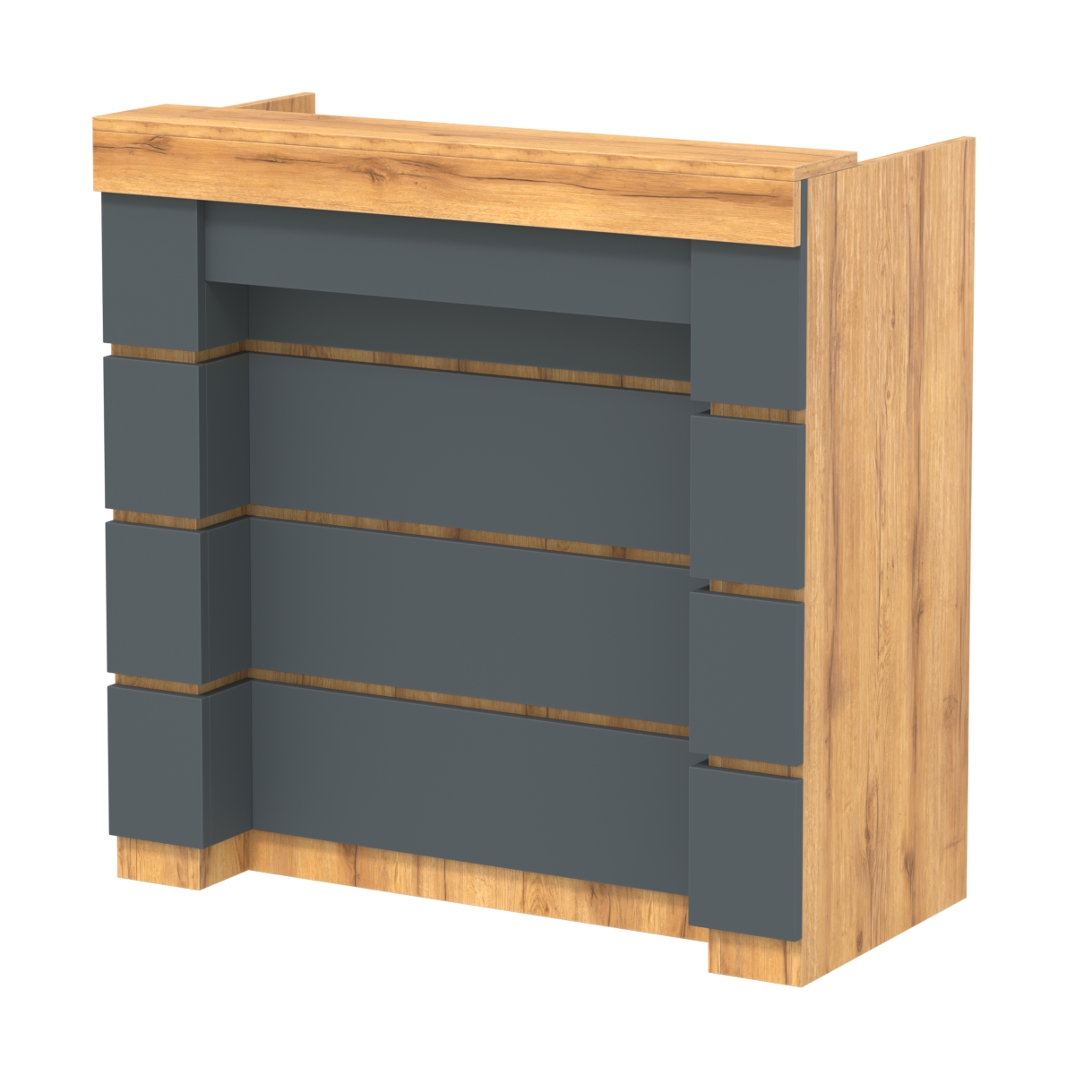 Торговый кассовый прилавок выкатной с утопленным фасадом №УФК-1-1 Дуб Золотистый и Темно-Серый