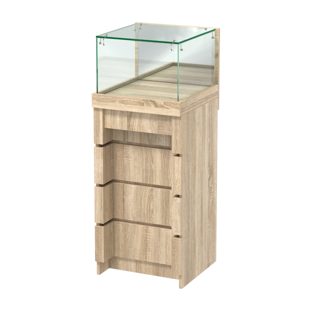 Торговый прилавок с утопленным фасадом и выдвижной зеркальной панелью №УФ-1-450 Дуб сонома