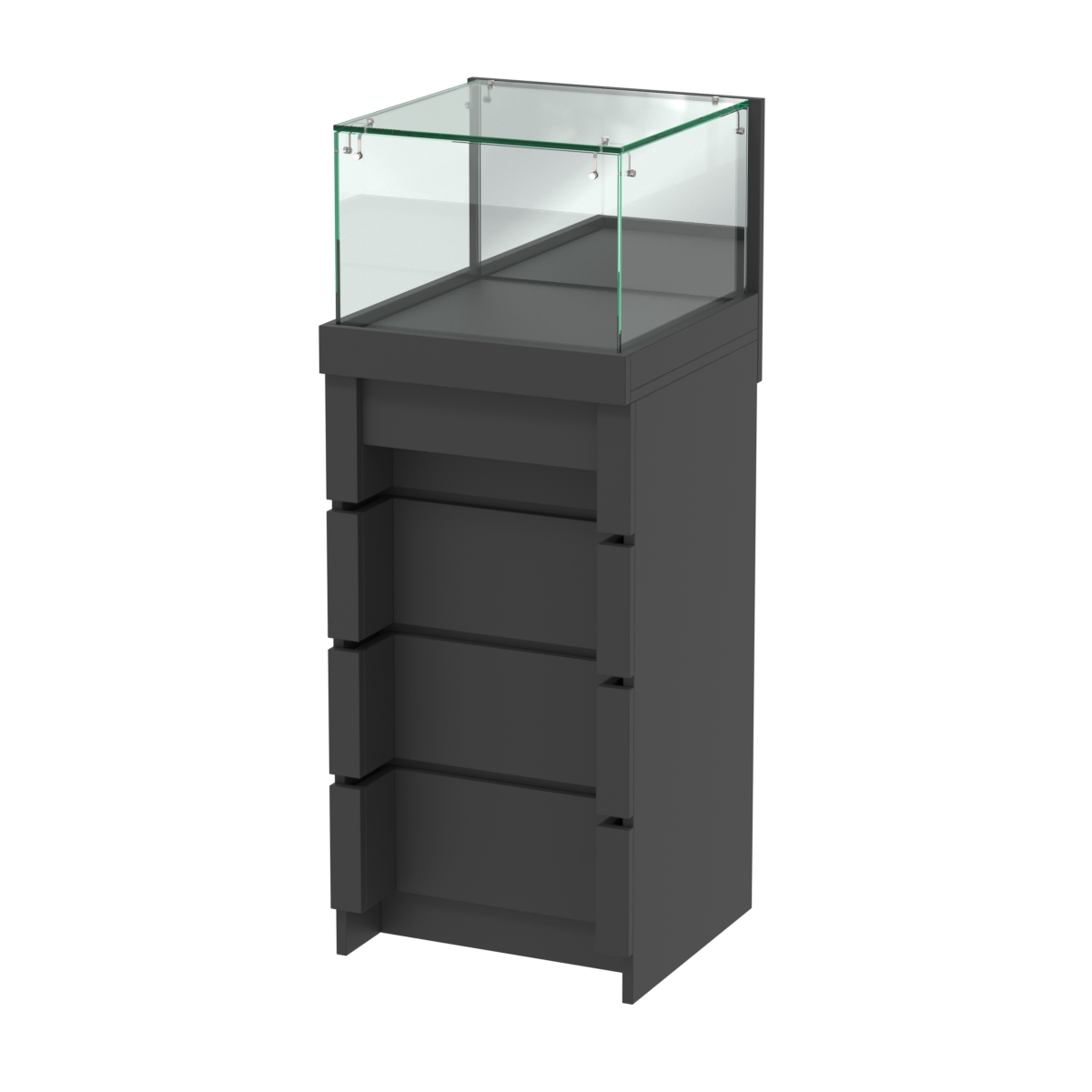 Торговый прилавок малый с утопленным фасадом и четырьмя ящиками №УФ-2-450 Черный