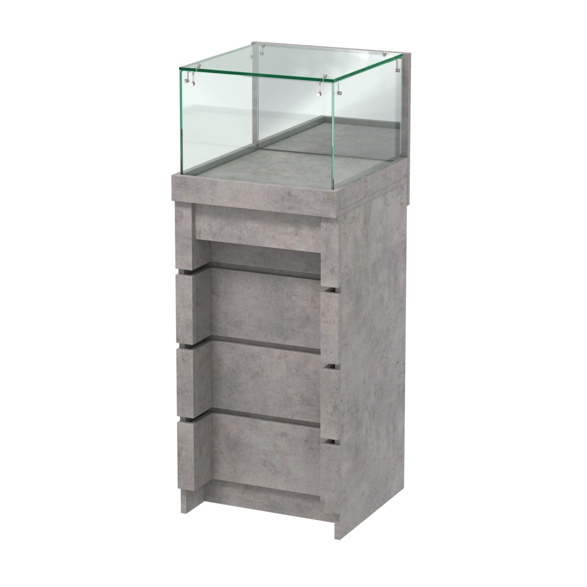 Торговый прилавок малый с утопленным фасадом и четырьмя ящиками №УФ-2-450 Бетон Чикаго светло-серый F186 ST9