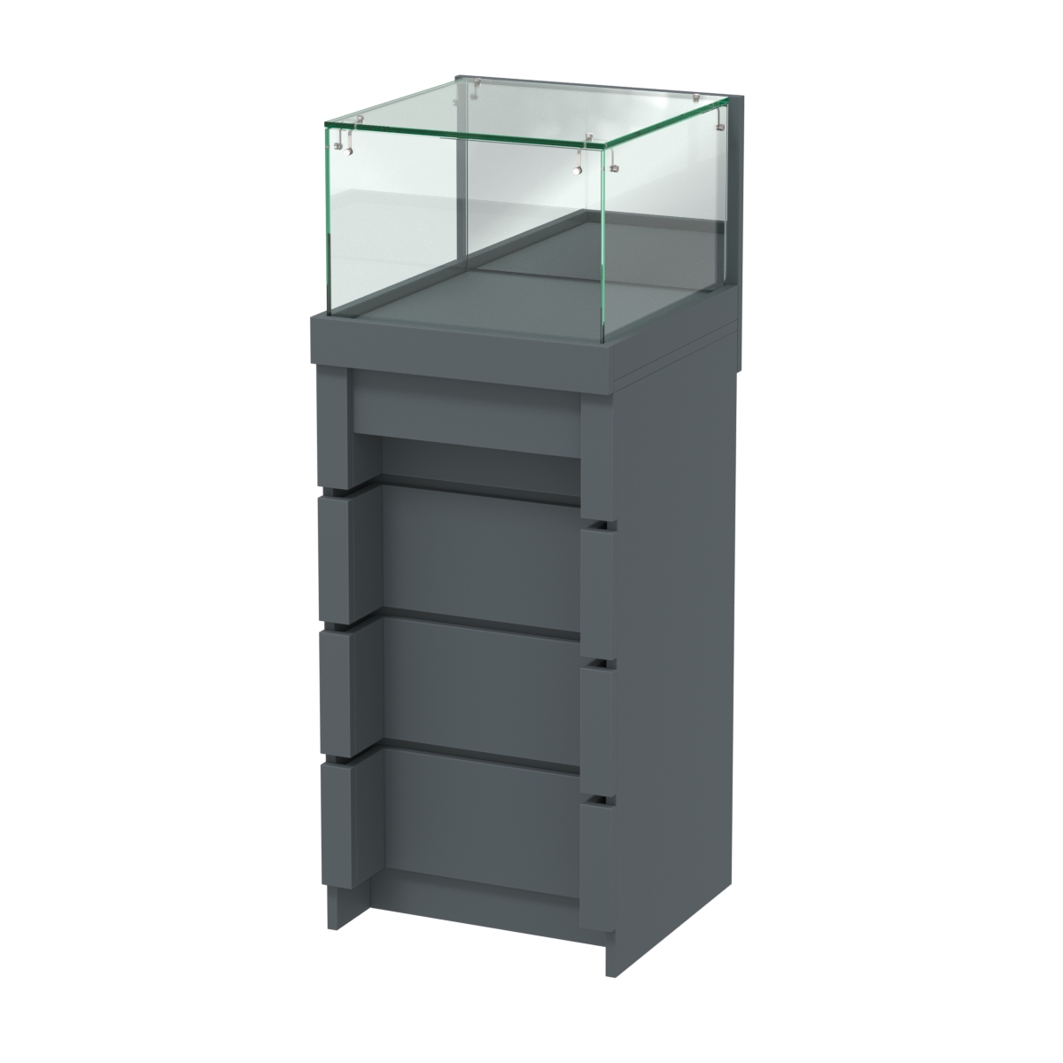 Торговый прилавок малый с утопленным фасадом и четырьмя ящиками №УФ-2-450 Темно-Серый